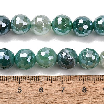Electroplated Natural Agate Beads Strands G-B191-A07-10mm-09-1