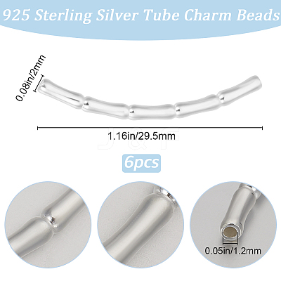 6Pcs Sterling Silver Tube Beads STER-BBC0007-47B-1