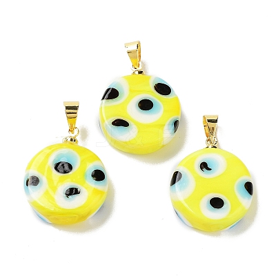 Handmade Evil Eye Lampwork Pendants LAMP-F030-01G-01-1
