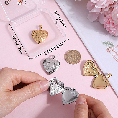 4Pcs 2 Colors 316 Surgical Stainless Steel Locket Pendants STAS-BBC0005-05-1