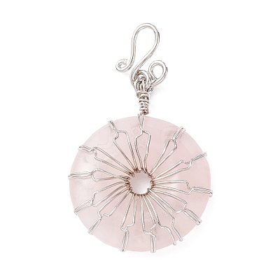 Natural Rose Quartz Big Pendants G-P459-01P-G-1