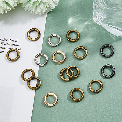 24Pcs 4 Colors Alloy Spring Gate Rings FIND-HS0001-26B-1