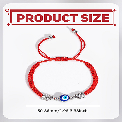 1Pc Lampwork Evil Eye Braided Bead Bracelet BJEW-LP0004-22-1