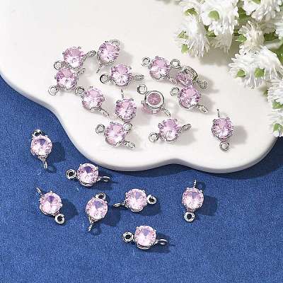 SHEGRACE Brass Pave Cubic Zirconia Flat Round Connector Charms XGRQ2O788-435B-P-1