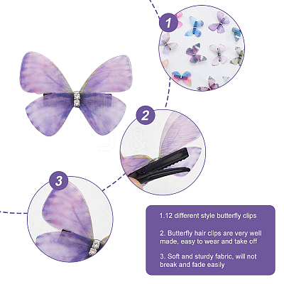 24Pcs 2Bags Cloth Butterfly Alligator Hair Clip FIND-CP0002-49B-1