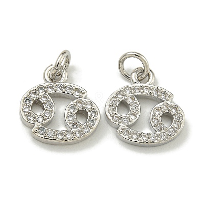 Rack Plating Brass Micro Pave Cubic Zirconia Pendants KK-K386-02J-P-1