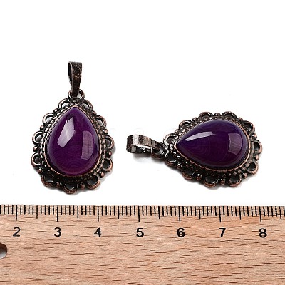 Natural Banded Agate Teardrop Pendants G-K363-01R-15-1