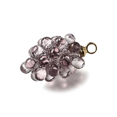 Grape Brass Acrylic Pendants OACR-R006-05G-01-1