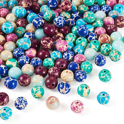 96Pcs 6 Styles Dyed Natural and Synthetic Imperial Jasper Dyed Beads G-TA0002-40-1
