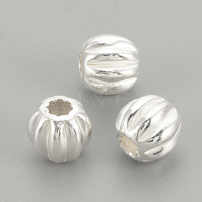 925 Sterling Silver Corrugated Beads STER-S002-14-5mm-1