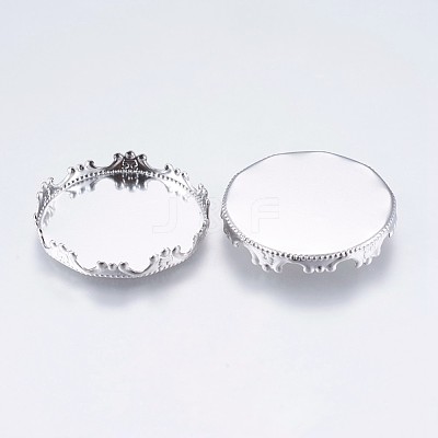 Tarnish Resistant 304 Stainless Steel Lace Edge Bezel Cups STAS-I097-061-25MM-1