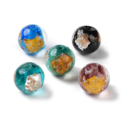 Handmade Gold & Silver Foil Lampwork Beads GLAA-G107-07B-15-1