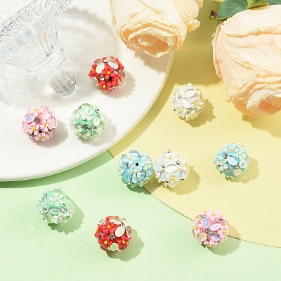 6Pcs 6 Colors Handmade Polymer Clay Rhinestone Beads FIND-YW0010-98-1