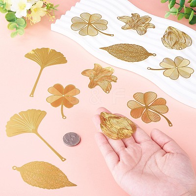 12Pcs 6 Styles Brass Big Pendants KKC-TA0001-09-1