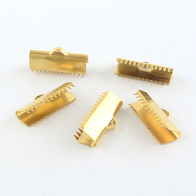 304 Stainless Steel Ribbon Crimp Ends STAS-R063-91G-1