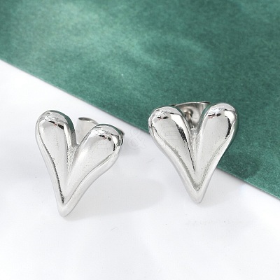 Non-Tarnish 304 Stainless Steel Heart Stud Earrings for Women EJEW-F300-09P-1