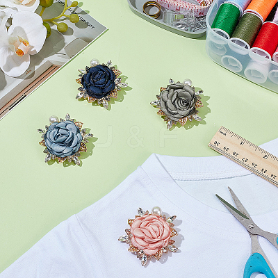 4Pcs 4 Colors Flower Cloth Pins JEWB-GO0001-17-1