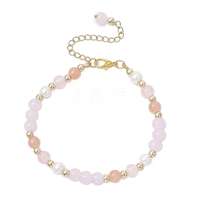 3Pcs 3 Colors Glass Round Beaded Bracelet Set BJEW-JB12072-1
