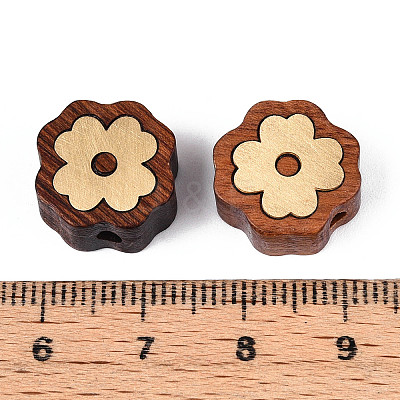 Natural Sandalwood Mala and Brass Finding Beads WOOD-T032-33E-1
