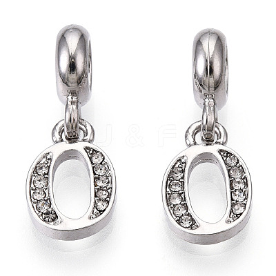Platinum Rack Plating Alloy Rhinestone European Dangle Charms PALLOY-T048-36P-O-1