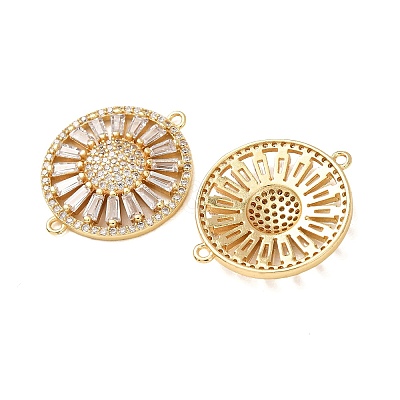 Brass Pave Clear Cubic Zirconia Connector Charms CU-CBA4579-06G-B-1