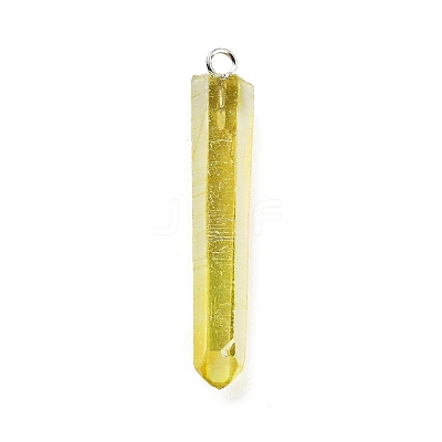 Electroplated Natural Quartz Pendants G-P315-B01-02P-1