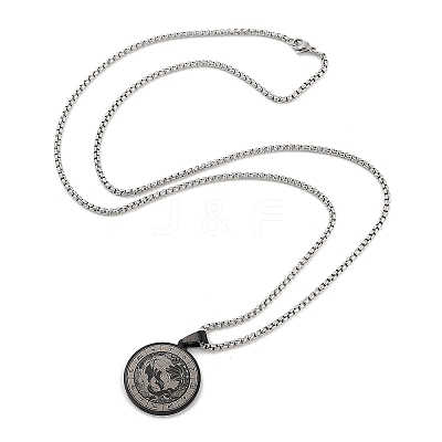 Retro Mandala 201 Stainless Steel Box Chain Constellation Pendant Necklaces for Women Men LS-NJEW-M223-01E-1