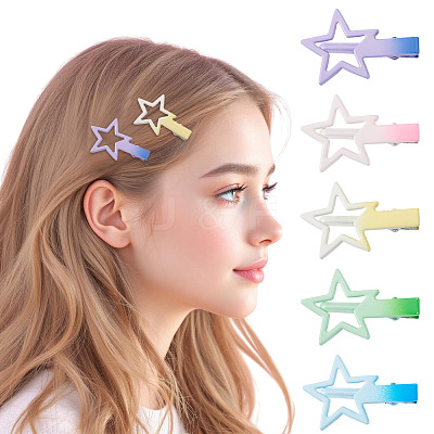 10Pcs 5 Colors Gradient Color Iron Alligator Hair Clips OHAR-TA0001-14-1