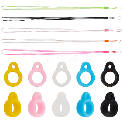 5 Strands 5 Colors Rubber Lanyard Straps AJEW-GF0006-02-1