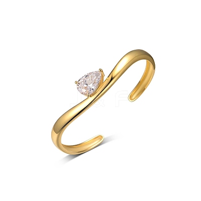 Adjustable Brass Pave Cubic Zirconia Cuff Bangles for Women QN2893-1-1
