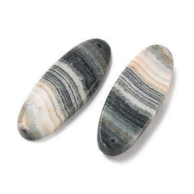 Natural Indian Green Line Jasper Pendants G-Z151-02C-1