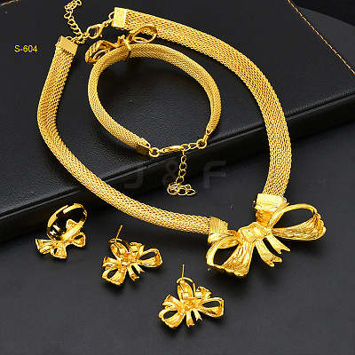 Alloy Pendant Necklaces & Stud Earrings & Bangles & Rings Sets FS-WGECFB6-01-1