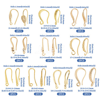 20Pcs 10 Styles Brass Earring Hooks KK-TA0002-46-1