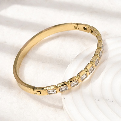 304 Stainless Steel Glass Hinged Bangles for Women BJEW-B168-14G-1