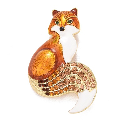 Rhinestone Fox Badge JEWB-E013-05G-03-1