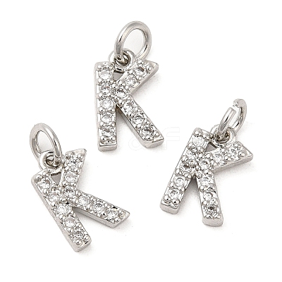 Brass Micro Pave Grade AAA Cubic Zirconia Charms ZIRC-P067-11P-K-NR-1