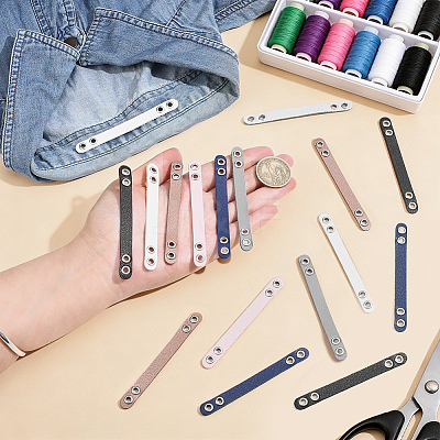 18Pcs 6 Colors Imitation Leather Bag Webbing Straps with Silver Color Plated Metal Eyelets for Bag Accessories DIY-NB0016-35-1