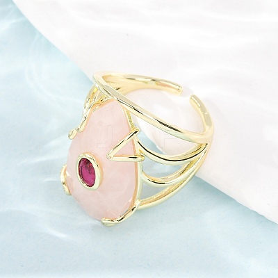 Natural Rose Quartz Cuff Rings GG-CBA5FCC-03G-01-1