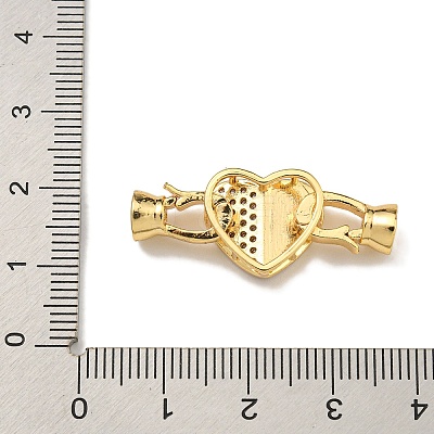 Brass Micro Pave Clear Cubic Zirconia Fold Over Clasps KK-U037-42G-01-1