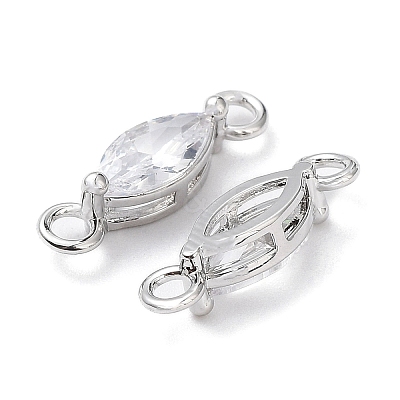 Brass Clear Cubic Zirconia Links Connectors ZIRC-G170-17P-01-1
