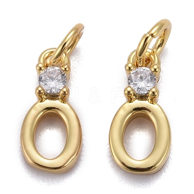 Brass Micro Pave Clear Cubic Zirconia Pendants ZIRC-Z011-35O-1