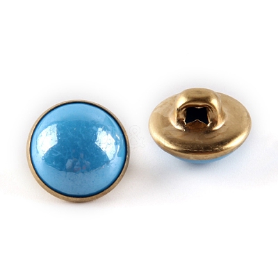 1-Hole Brass Resin Button BUTT-WH0015-35B-1