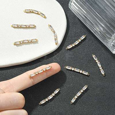 SHEGRACE Brass Pave Clear Cubic Zirconia Connector Charms XGRQ3P965-641G-1