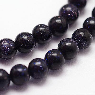 Blue Goldstone Beads Strands G-N0200-01C-3mm-1