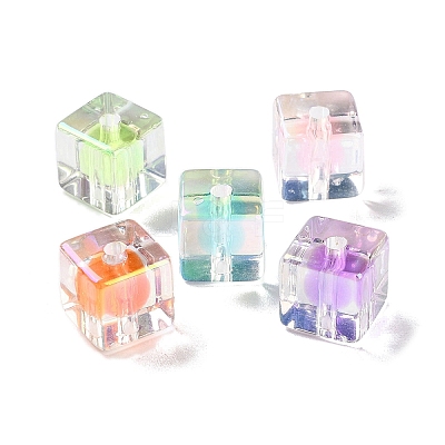 UV Plating Iridescent Transparent Acrylic Beads OACR-H112-09A-1