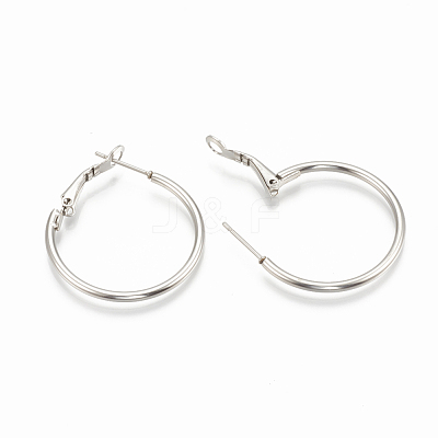 Tarnish Resistant 304 Stainless Steel Hoop Earrings STAS-S078-07-30mm-1