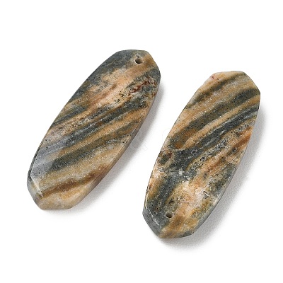 Natural Indian Green Line Jasper Pendants G-Z151-02B-1