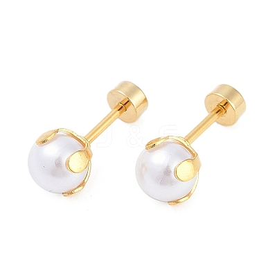 Round Plastic Imitation Pearl Ear Fake Plugs EJEW-H105-18G-1