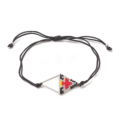 Glass Seed Braided Triangle Braided Bead Bracelet BJEW-MZ00026-01-1