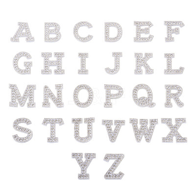 Alphabet Resin Rhinestone Patches DIY-TAC0005-45A-1